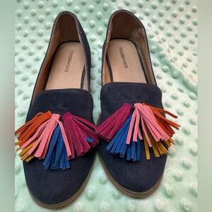 Tucker and Tate Navy Suede Loafers with Multicolor Tassels